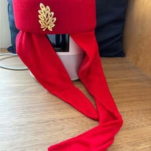 Vintage 40’s style Elegant Red Hat with Gold Accent